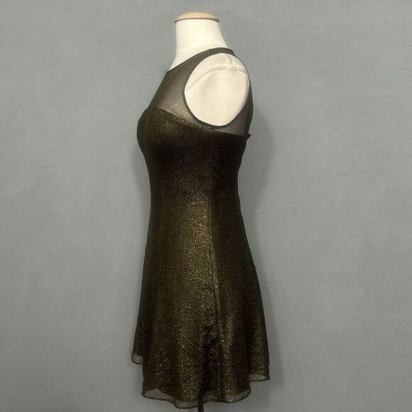 Aidan Aidan Mattox Womens Dress 6 Black Gold Metallic Sparkle Mini Fairygrunge - Picture 4 of 16